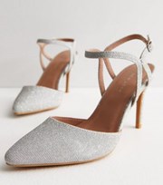 New Look Silver Glitter Pointed Toe Stiletto Heel Court Shoes